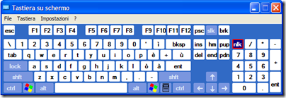 Windows XP Tastiera su schermo