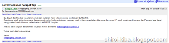 Konfirmasi email Hotspot Wifi FKIP Unsyiah