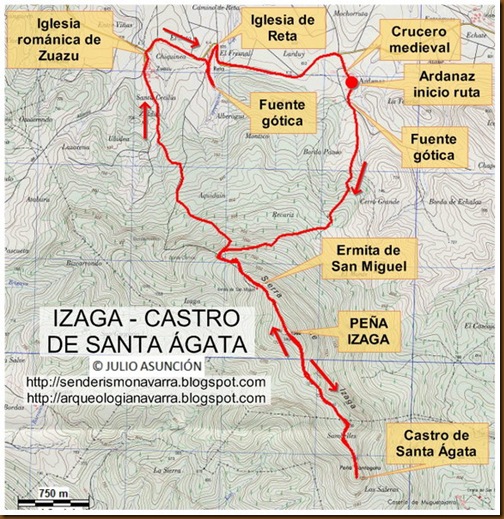 Mapa Peña Izaga - Castro de Santa Ágata