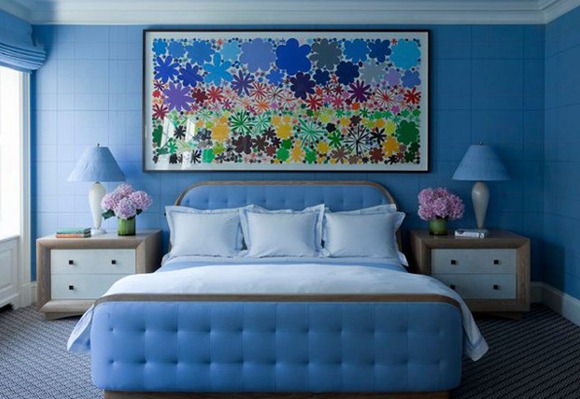 dormitorios en tonos color azul