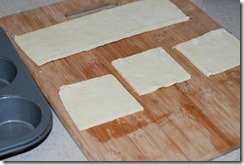 Cut the puff pastry sheet into squares