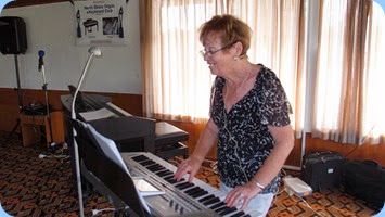 Our Events Manager, Diane Lyons, played and sang using her Korg Pa900. Photo courtesy of Dennis Lyons.