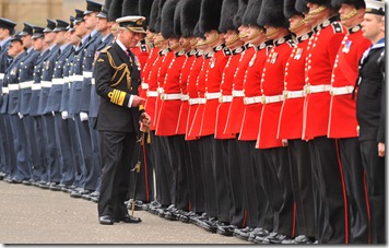 Date 09/05/12 Location Edinburgh, Scotland<br />Photo by Mark Owens./Army HQ Scotland.<br /><br />Photo caption: His Royal Highness The Duke of Rothesay inspects members of The 1st Battalion The Scots Guards in the forecourt of The Palace of Holyroodhouse, after the Armed Forces Jubilee Parade down Edinburgh's Royal Mile.<br /><br />A parade of Scotland's Armed Forces and Veterans will recieve a Royal seal of approval on 9th May, when Prince Charles, known in Scotland as His Royal Highness The Duke of Rothesay in Scotland, accompanied by Her Royal Highness the Duchess of Rothesay, will take the salute and inspect the parade.<br /><br />Members of all three Services in Scotland, from the Navy, the Scots Guards, The Royal Regiment of Scotland and the Royal Air Force will be joined by Veterans from The Royal British Legion Scotland.<br /><br />The purpose of the parade is to mark Her Majesty The Queen's Diamond Jubilee Year in Scotland and to provide an opportunity to show public appreciation for the Armed Forces.<br /><br />The parade will step off from Edinburgh Castle at 1200hrs on Wednesday 9th May and will march down the Royal Mile. His Royal Highness The Duke of Rothesay will take the salute in the Abbey Strand and the parade will enter the forecourt of The Palace of Holyroodhouse. His Royal Highness with then inspect the parade in front of the palace.<br /><br />Members of the public are encouraged to watch the parade along the Royal Mile and at the palace gates. Music will be provided by the Pipes and Drums of The Royal Highland Fusiliers, 2nd Battalion The Royal Regiment of Scotland and The Band of The Royal Regiment of Scotland.<br /><br />Notes To Editors:<br /><br />Photographers and reporters will have access to the troops at start of the parade and will also be able to take video and stills on the way down the Royal Mile.<br /><br />Please contact Army Press Officer Martine McNee (07990 564734) if you wish access to troops immediately before the start of the parade.<br /><br />Those wishing to be considered for accreditation for the palace forecourt, or accredited for the fixed point near the saluting dias, should contact Her Majesty The Queen's Press Secretary in Scotland, Louise Tait at The Palace of Holyroodhouse, on 0131 524 1129<br /><br />ENDS