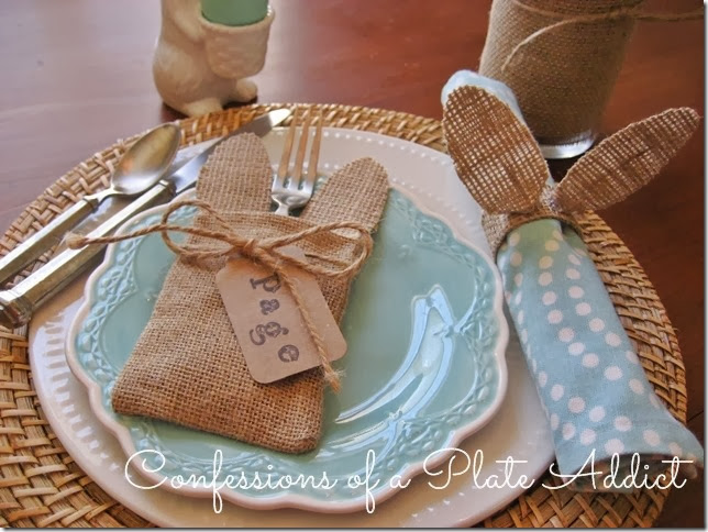 CONFESSIONS OF A PLATE ADDICT No-Sew Bunny Ear Flatware Pocket and Napkin Ring