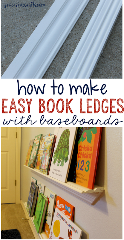 how to make easy book ledges with baseboards at GingerSnapCrafts.com #diy #bookledges #tutorial #gingersnapcrafts