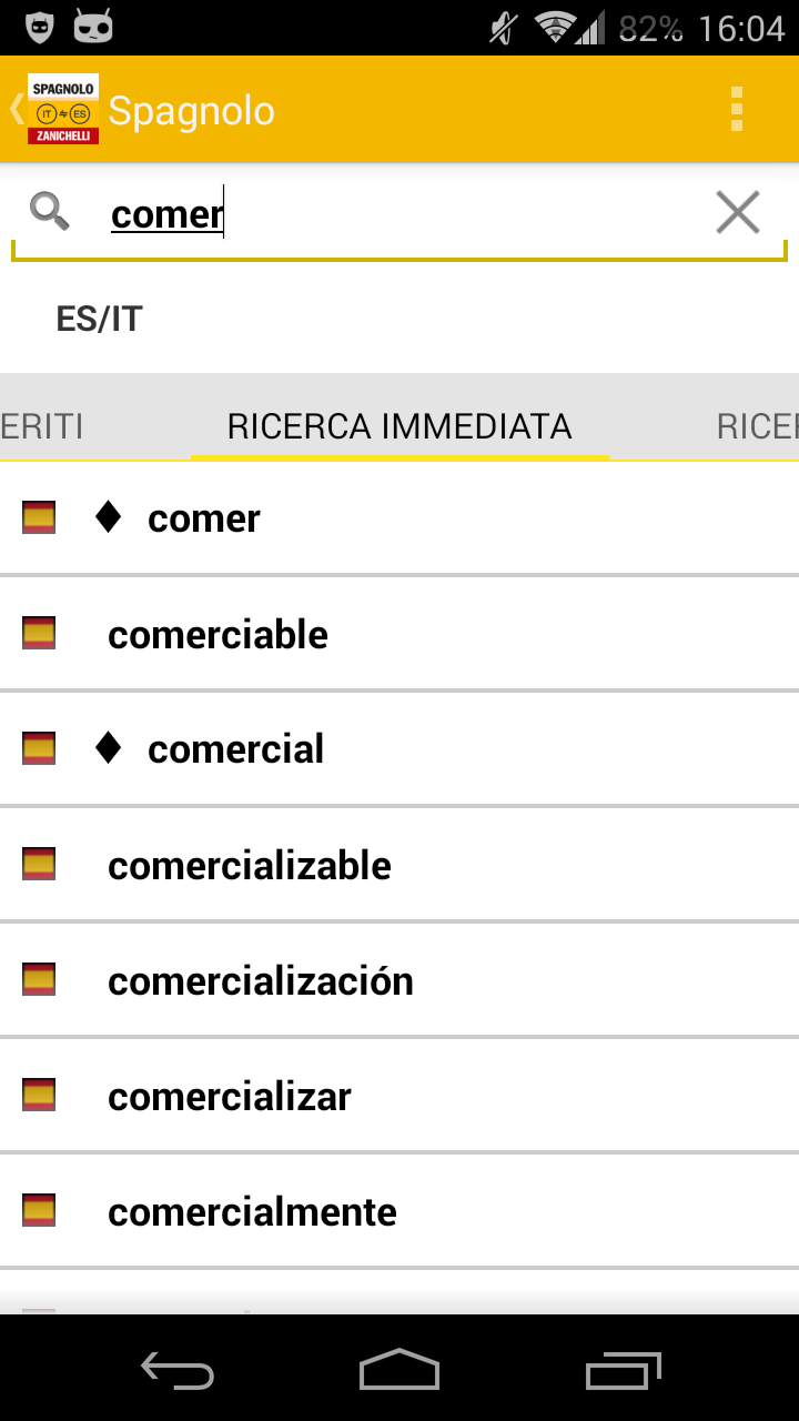 Dizionario Spagnolo Zanichelli Screen 2