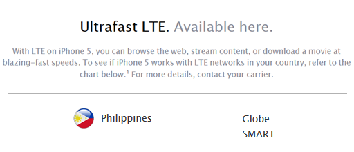 iPhone 5 LTE Globe and Smart Philippines