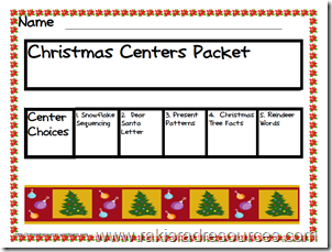Christmas Center Packet for Primary Grades