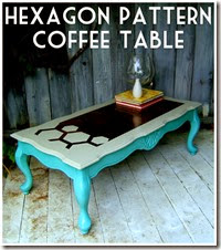 French Provincial Coffee Table Grey Hexagon Teal Base-2