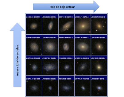 diagrama da massa total de estrelas em relação à taxa do bojo estelar