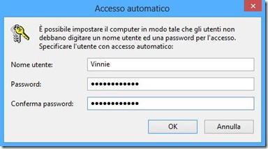 Windows 8 Accesso automatico senza password