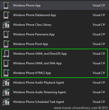 Windows Phone Project Templates
