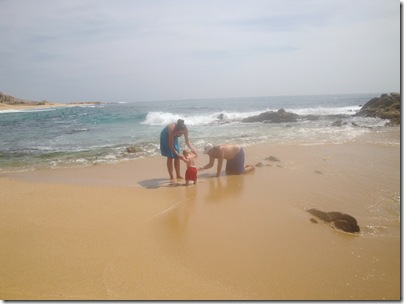 4.  Knox's first time on the beach