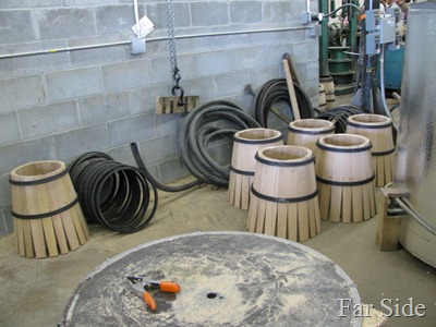 Barrels before the hot water bath
