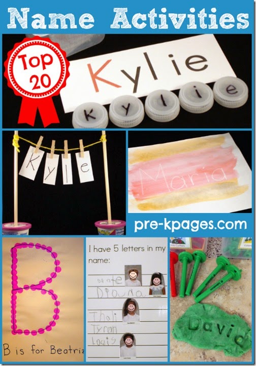 Top 20 Name Activities for Kids Help kids learn their name - 20 Name Activities #preschool #kindergarten