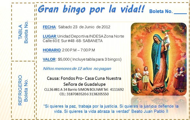 Boleta Bingo Provida 23  jun 2012 