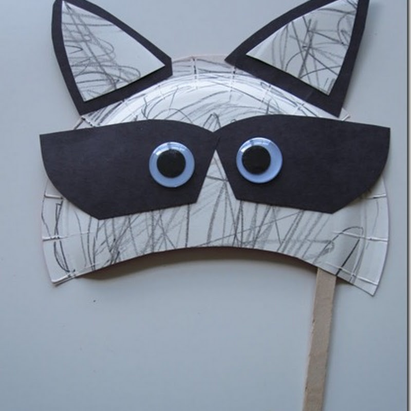 Manualidades: máscara de mapache hecha con plato de cartón