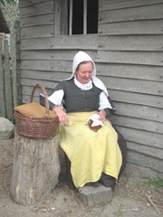 Plimoth Plantation 8.30.2-13 Pilgrim lady resting