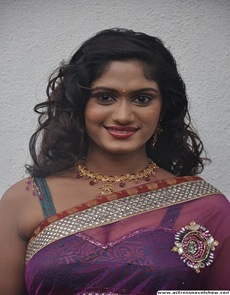 Lavanya sexy navel exposing stills inTransparent  red saree (2)