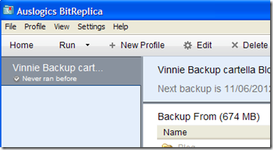 BitReplica avvio del backup