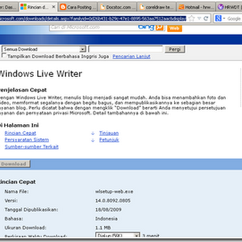 Cara Posting Blog di Blogspot dengan Windows Live Writer (WLW)