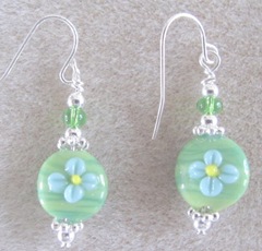 Cape green with blue flower earrings