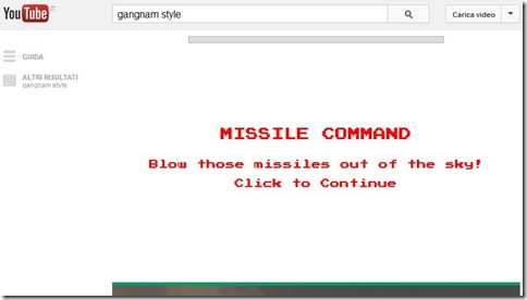 Missile Command su YouTube click per iniziare