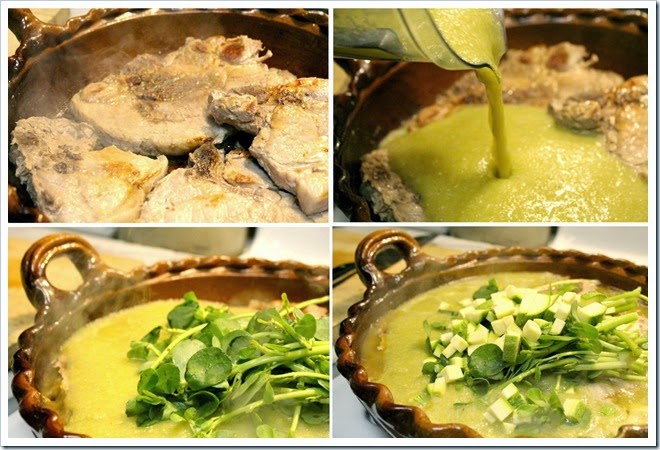 Pork Chops with Purslane in Tomatillo Sauce | Instrucciones step by step, quick and easy