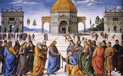 800px-Pietro_Perugino_-_Entrega_de_las_llaves_a_San_Pedro_(Capilla_Sixtina,_Roma,_1481-82)