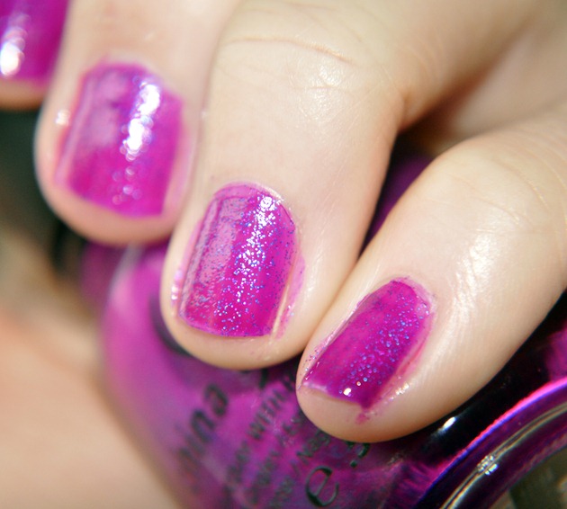 china glaze flying dragon neon nail polish notd purple glitter 2