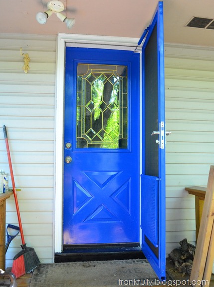 Bright TARDIS blue door
