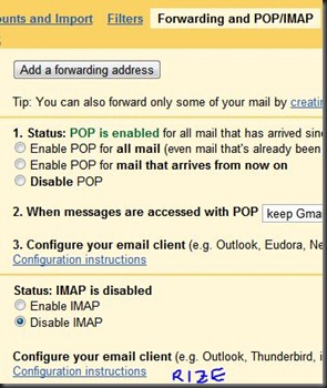 how to configure imap for gmail