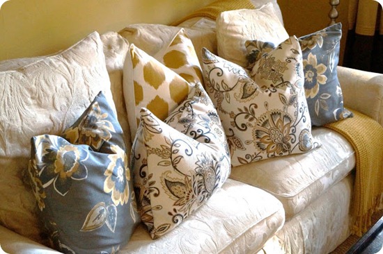 blue yellow modern pillows