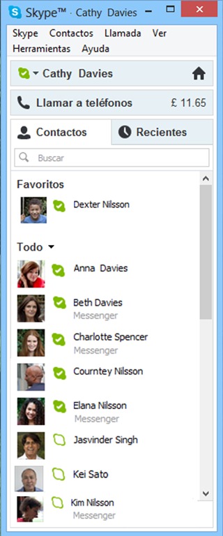 Contact List with Messenger Contacts