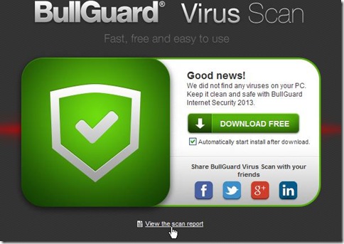 BullGuard Virus Scan visualizza risultati scansione