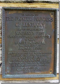 The Pioneer Founders of Kentucky plaque on Log Courthouse