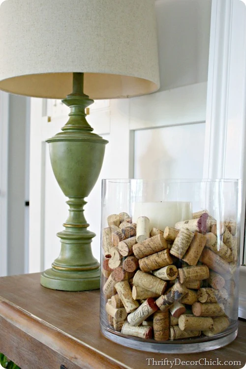 simple decorating -- corks around candle