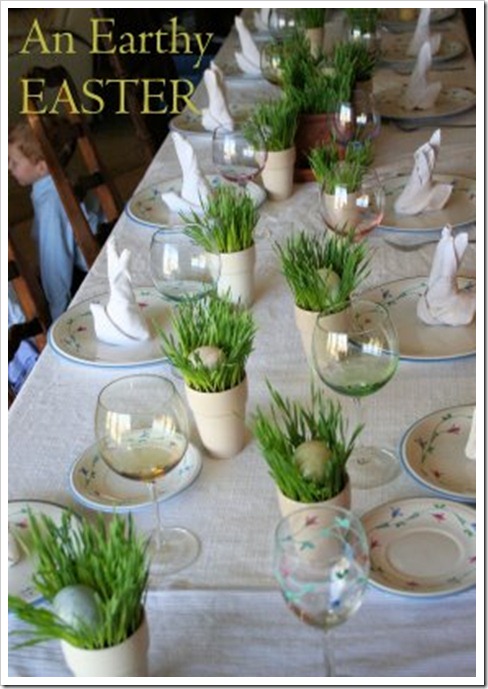 grass place card setting