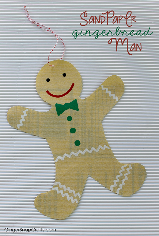 Gingerbread Man Ornament made with sandpaper from GingerSnapCrafts.com