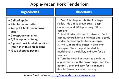 apple-pecan pork recipe card
