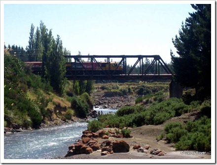 Freight train crossing the Whangaehu river near Waiouru.