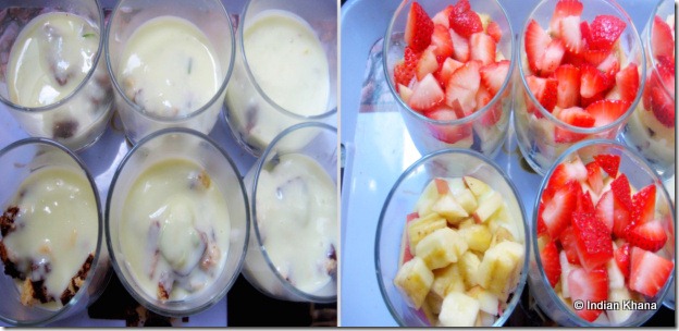 Fruits and custard trifle pudding
