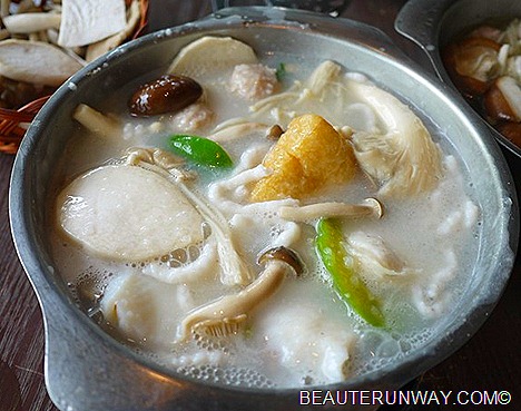 JPOT mushroom fish yong tau fu in silky porridge soup base