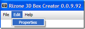 Rizone 3D Box Creator alla finestra delle modifiche
