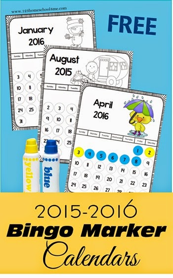 FREE! 2015-2016 bingo marker calendars for preschool kindergarten 1st grade FREE! 2015-2016 bingo marker calendars for preschool kindergarten 1st grade