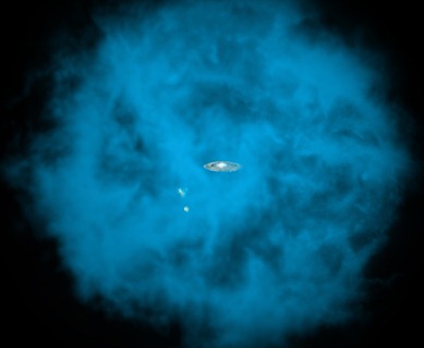 ilustração do halo envolvendo a Via Láctea