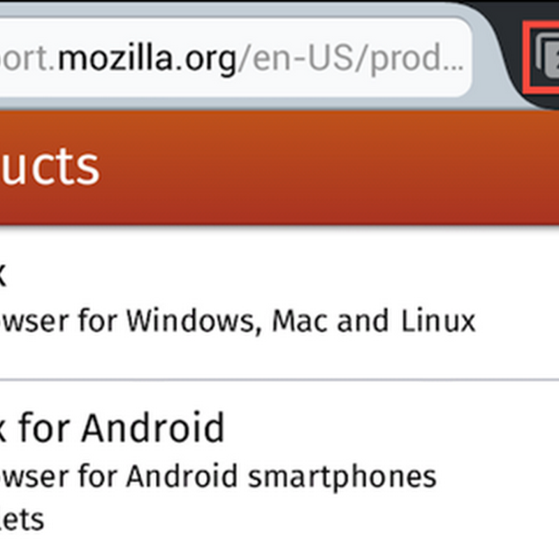 Navigazione a schede in Firefox per Android.