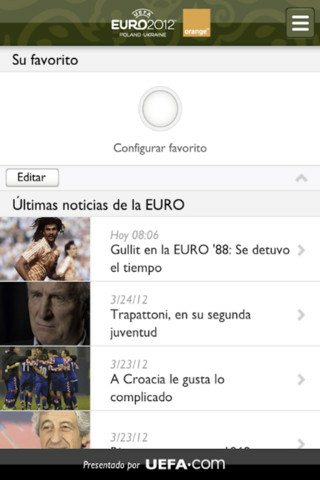 Aplicación de la Eurocopa 2012 para iOS