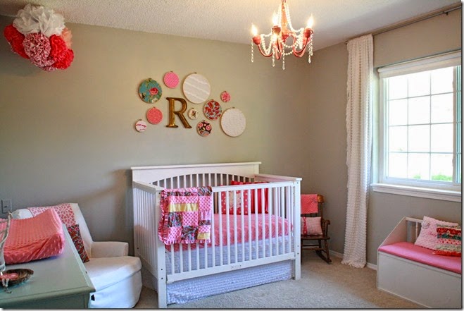 baby-nursery-cute-girl-nursery-room-design-ideas-with-rectangular-white-wood-baby-bedding-along-with-pink-patchwork-crib-bedding-and-plate-for-bedroom-wall-decoration-fabulous-design-for-girl-nursery