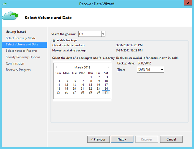 Recover Data Wiz - Volume and Date